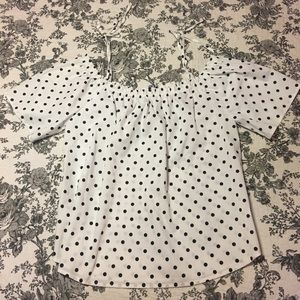 Black and White Polka Dit Off-the-Shoulder Shirt
